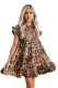Brown Cute Leopard Babydoll Dress