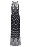 Black Geometric Pattern Maxi Dress
