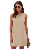 Apricot Eyelash V Neck Sleeveless Shift Mini Dress
