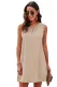 Apricot Eyelash V Neck Sleeveless Shift Mini Dress