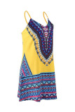 Yellow Boho Aztec Print Sleeveless Sundress