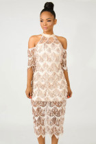 Fringe Sequin Midi Dress