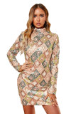 Aztec Sequin High Neck Mini Dress