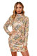 Aztec Sequin High Neck Mini Dress
