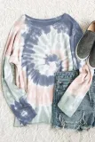 Multicolor Ombre Tie Dye Loose Leisure Sweatshirt