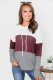 0库存缺货Red Color Block Drawstring Thumbhole Hoodie 21