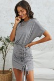 Gray Ruched Knit Dress