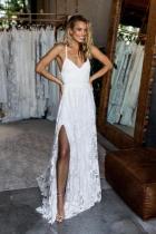 A-line Spaghetti Straps Lace Wedding Dress