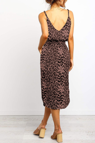 Black Stylish Leopard Printed Midi Dress