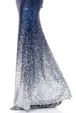 Blue Gradient One Shoulder Sequin Party Evening Dress