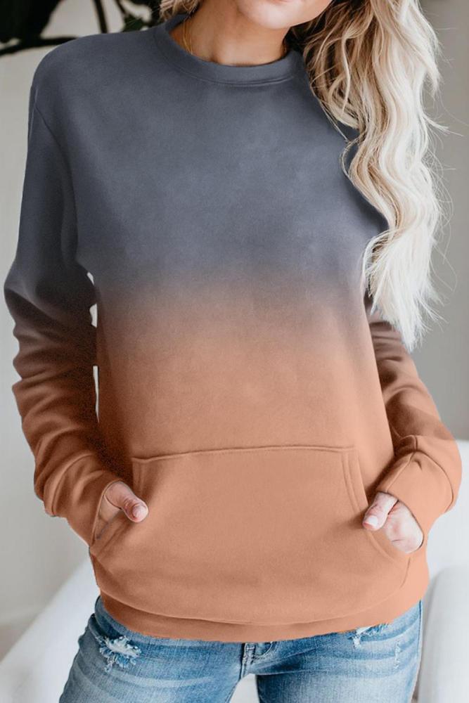 7Orange Ombre Kangroo Pocket Pullover Sweatshirt