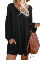 Black Wanderlust Pocketed Tiered Tunic