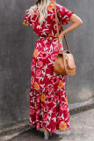Burgundy Floral Button Maxi Dress