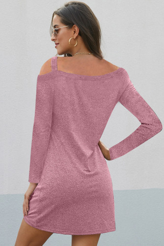 Cold Shoulder Twist Knit Mini Dress
