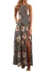 Gray Floral Halter Maxi Dress