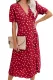 Red Polka Dot Buttoned Aside Midi Dress