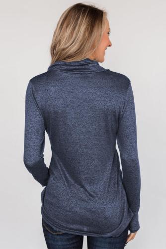 部分缺货Blue All This Time Zipper Pullover Top 21