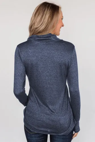 部分缺货Blue All This Time Zipper Pullover Top 21