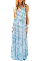 Sky Blue Tie Dye Spaghetti Strap Maxi Dress
