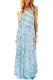 Sky Blue Tie Dye Spaghetti Strap Maxi Dress