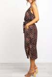 Black Stylish Leopard Printed Midi Dress