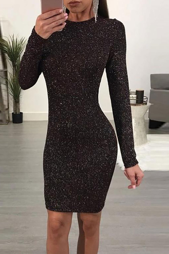 Crisscross Hollow-out Back Metallic Dress