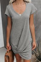 Gray Clear Skies Jersey Twist T-Shirt Dress
