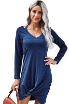 Blue Jersey Twist T-shirt Dress
