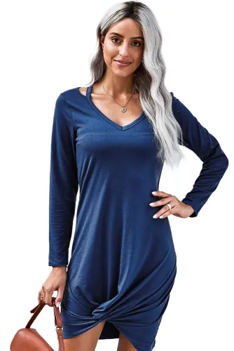 Blue Jersey Twist T-shirt Dress
