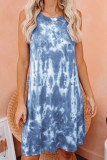 Blue Tie Dye Knit Tank Dress