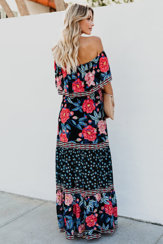 Off-the-shoulder Printed Bohemia Maxi Dress