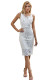 White Eyelash Lace Spaghetti Strap Midi Dress