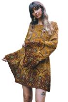 Yellow Starlight Bell Sleeve Shift Print Dress