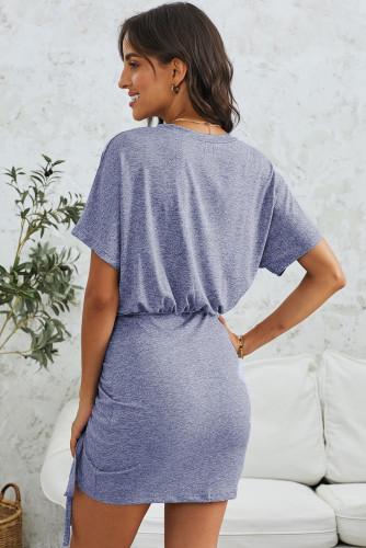 Sky Blue Ruched Knit Dress
