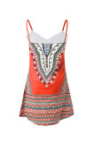 Orange Boho Aztec Print Sleeveless Sundress