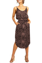 Black Stylish Leopard Printed Midi Dress