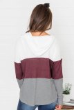 0库存缺货Red Color Block Drawstring Thumbhole Hoodie 21