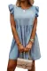 Flutter Sleeve Ruched Denim Casual Dress
