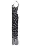 Black Geometric Pattern Maxi Dress