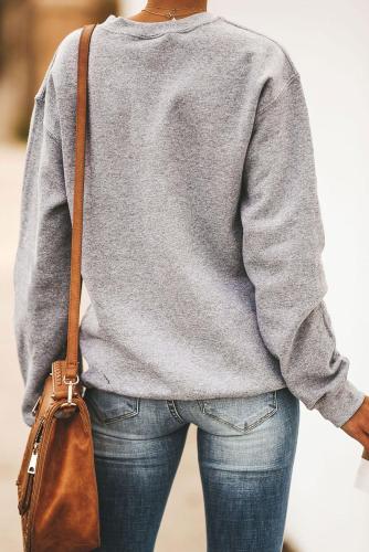 Coffee and Slogan Print Pullover Sweatshirt