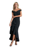 Black Off The Shoulder Frill Detail Maxi Dress