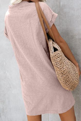 Pink Came To Play Cotton Blend Pocketed T-Shirt Dress