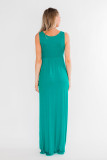 Green Cross Ruched Sleeveless Maxi Dress
