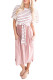 Pink Striped Shirt Tie Front Casual Midi Dress