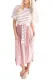 Pink Striped Shirt Tie Front Casual Midi Dress