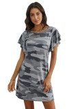 Gray Pile Of Sleeves Camouflage Dress