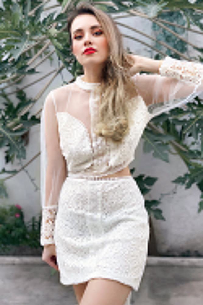 White Lace Sheer Bodycon Two-piece Dress