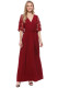 Red Floral Lace Half Sleeve Wrap V Neck Party Long Maxi Dress