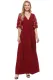 Red Floral Lace Half Sleeve Wrap V Neck Party Long Maxi Dress