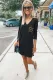 Leopard Print Splicing Black Cotton Mini Dress